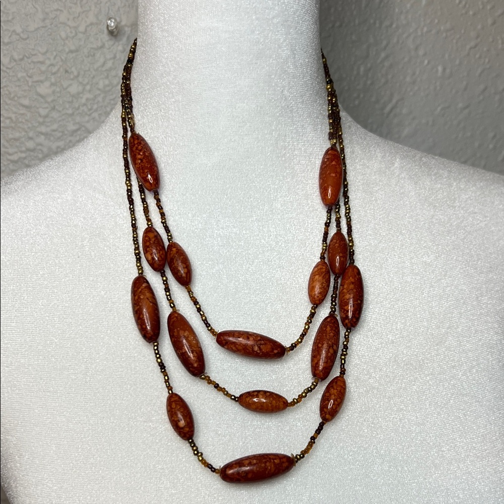 Multi-Strand Brown Bead Necklace - Women Jewelry